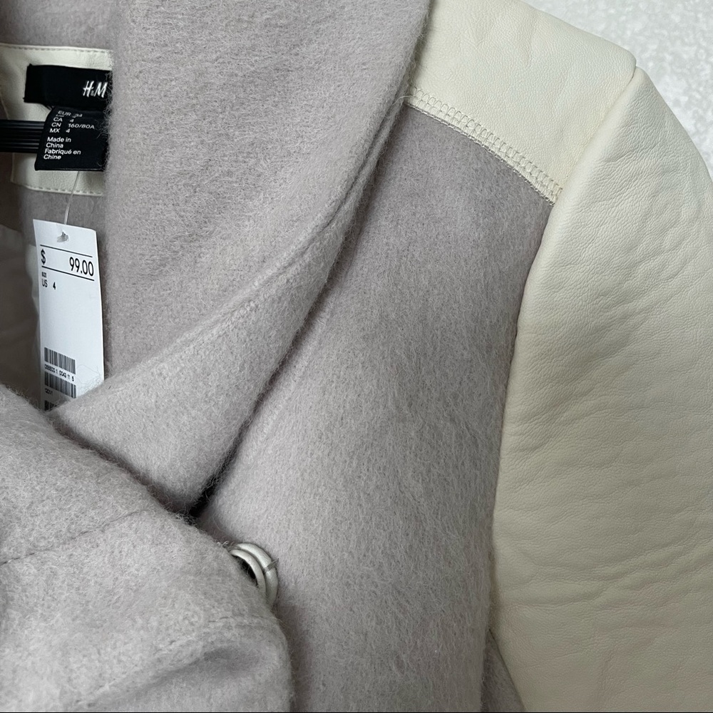 Cream leather & lavender cotton leaver jacket - Picture 8 of 13